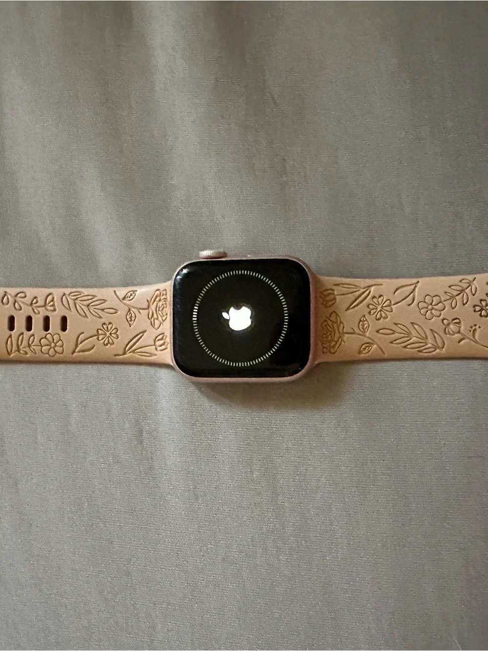 Apple Watch with Tan Floral-Embossed Leather Band